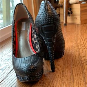 Rachel Roy perforated pumos with geometric heel